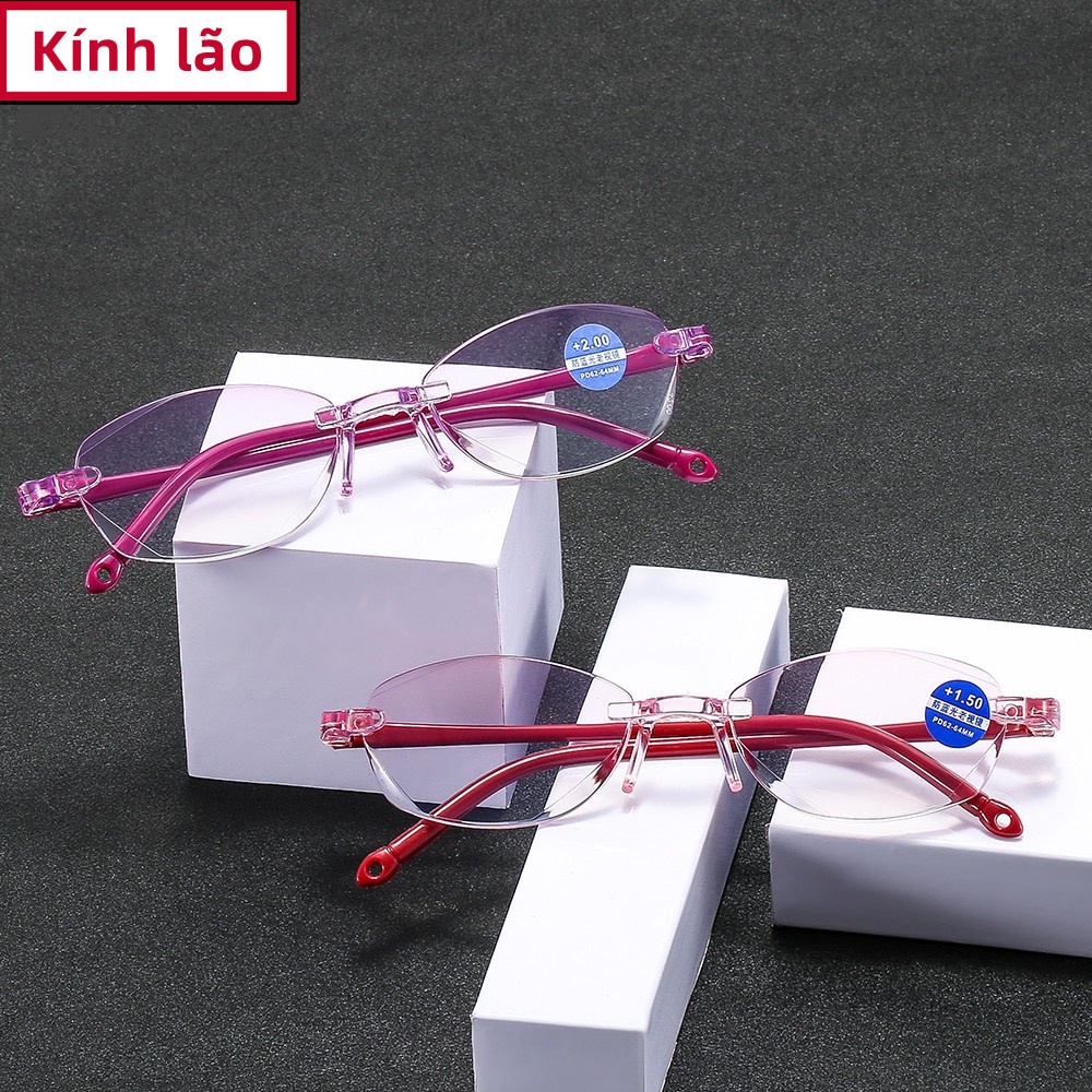 Kính lão thời trang nữ, tròng cắt cạnh , gọng dẻo bền đẹp màu hồng, sang chảnh mã H805