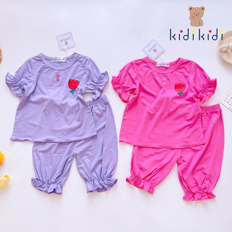 Đồ Bộ Lửng Bo Chun Chất Thun Lạnh KidiKidi Cho Bé Gái [8-30Kg]