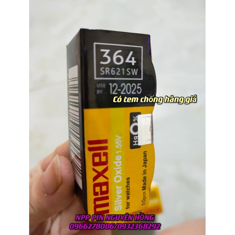 Pin Đồng Hồ Maxell SR621SW SR626SW 364 377 Japan Chính Hãng Loại tốt hộp 10 viên