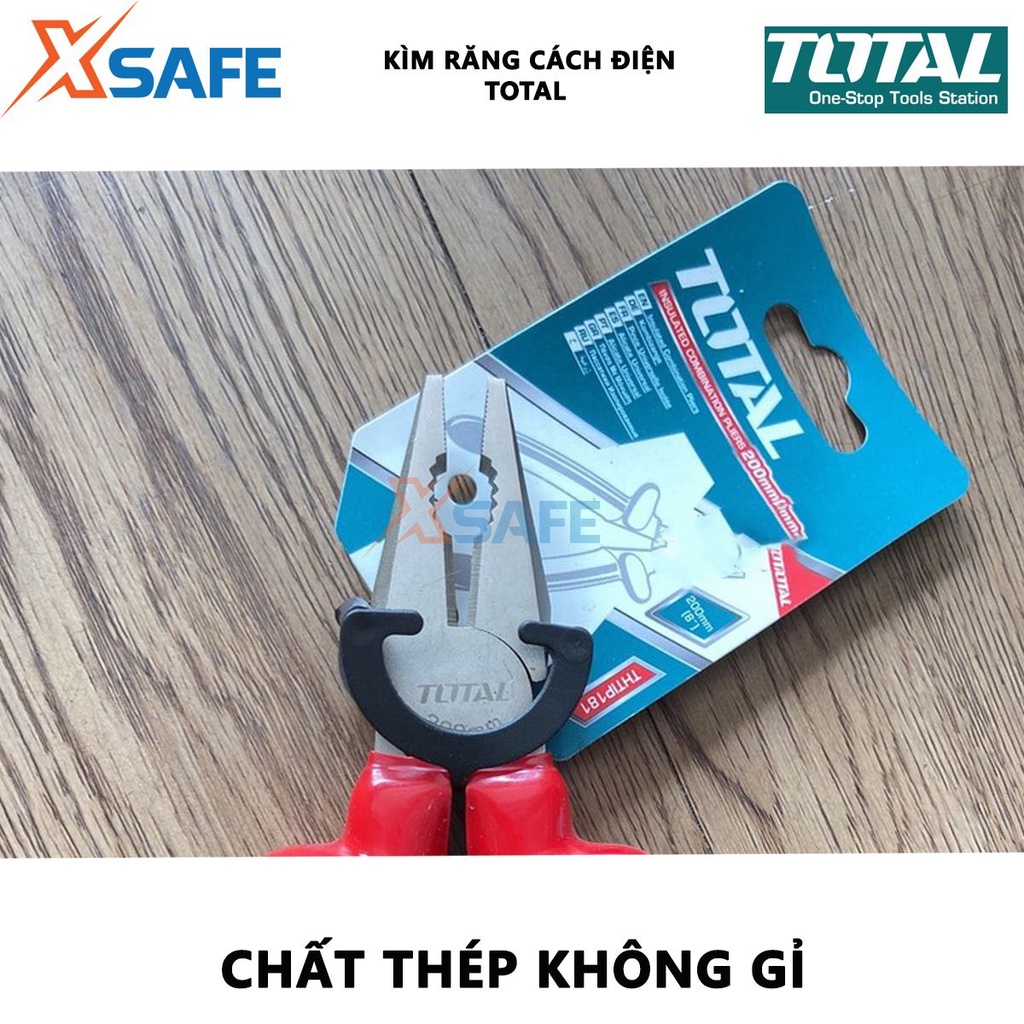 Kềm răng cách điện TOTAL Kìm cách điện kích thước 7-8 inch, kiểm tra 10000V, thép hợp kim cao cấp, bền bỉ - [XSAFE]