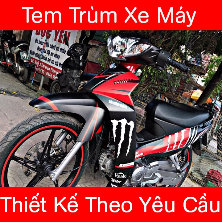 Tem Trùm Xe Sirius Đỏ Đen Nhám