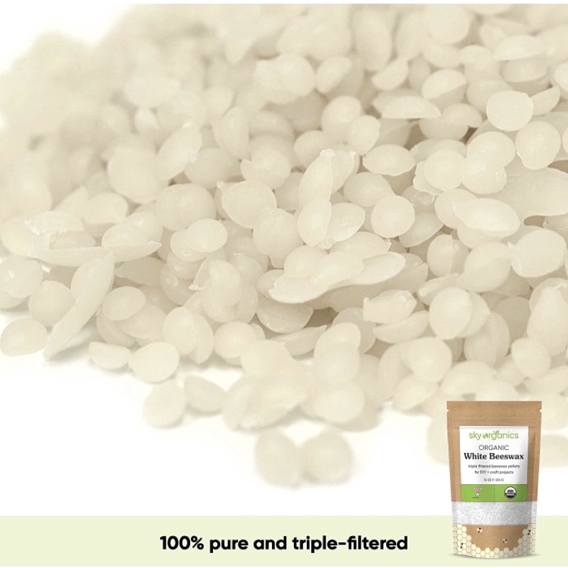 Sáp ong trắng hữu cơ Sky Organic Organics White Beeswax Pellets 454g USA