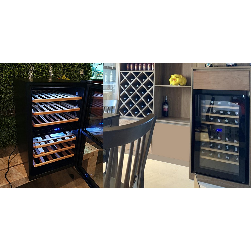 Tủ ướp, bảo quản rượu vang JC-128D (128L), 2 ngăn 2 vùng nhiệt độ