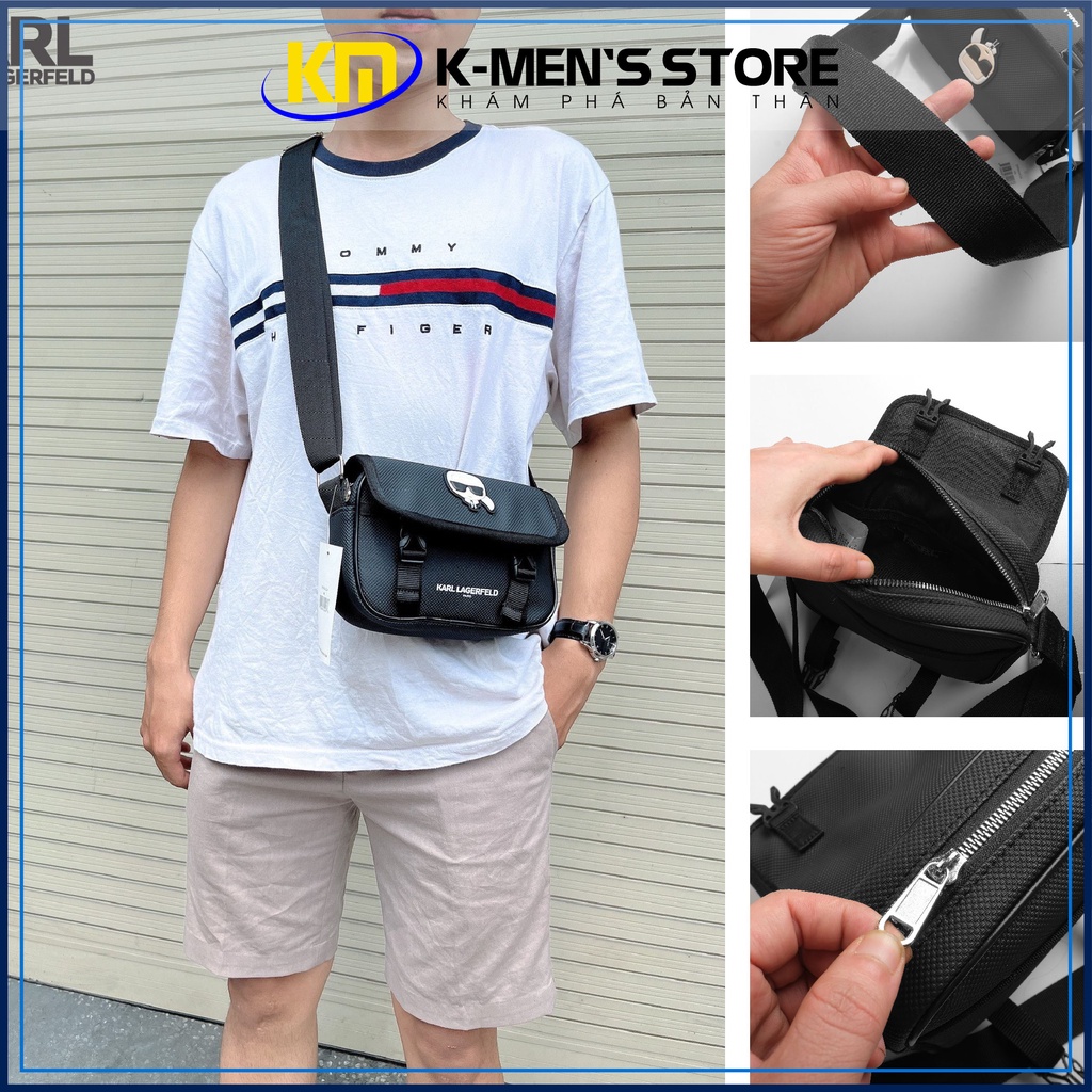 Túi đeo chéo Unisex thời trang cao cấp KARL LAGEFIELD Túi đeo vai mini form ngang thời trang da si chống nước - KM STORE