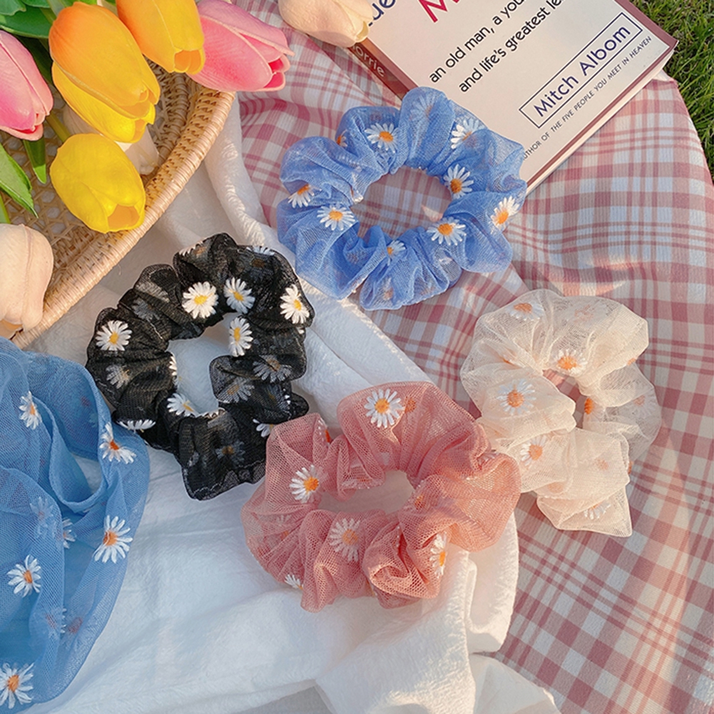Dây buộc tóc họa tiết hoa cúc dễ thương cho nữ