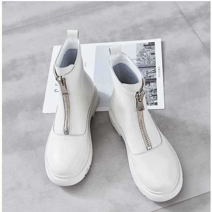 Giày baby nữ SS21  Cổ cao đế tăng chiều cao 4cm bằng da - trắng và đen | BigBuy360 - bigbuy360.vn