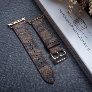 Dây da apple watch - Luiviton nâu