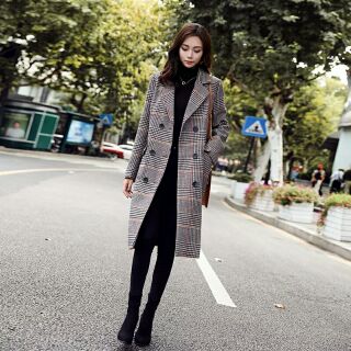 Áo khoác dạ kẻ siêu xinh