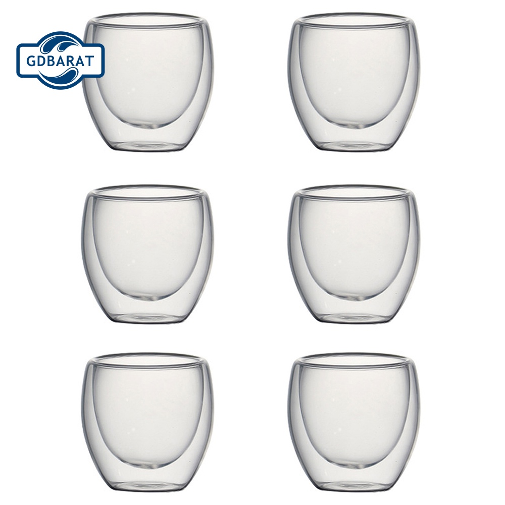 Set 6 Cốc Thủy Tinh Hai Lớp Cách Nhiệt 80ml