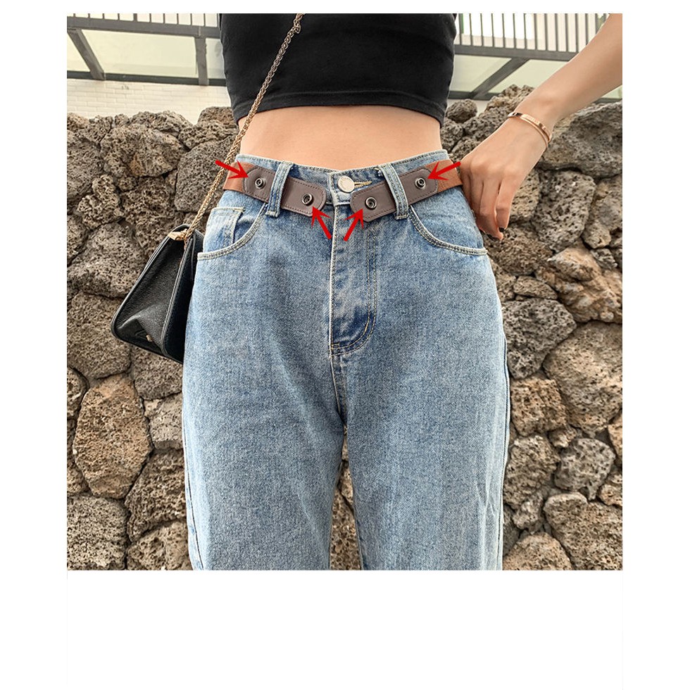 Thắt lưng thun co giãn cúc bấm 2 bên phối da- Dây nịt chun thun 2 bên thu nhỏ eo TTL139