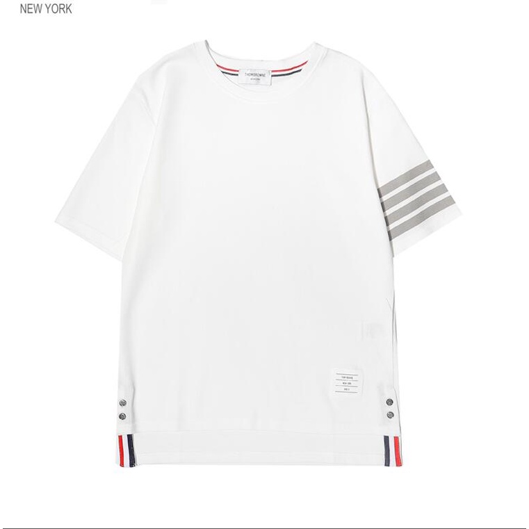 Áo thun tay ngắn họa tiết kẻ sọc ngang đơn giản thời trang cho cặp đôi