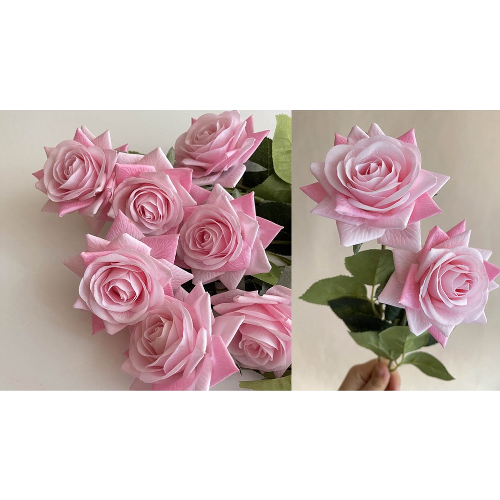 Cành Hoa Hồng Lụa Cao Cấp (Cánh Nhọn), Phụ kiện trang trí, chụp ảnh