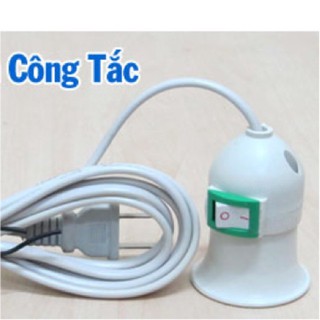 Đuôi bóng đèn tròn kèm phích cắm và dây 1.5m (có công tắc)