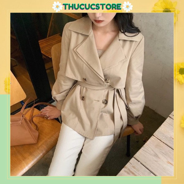 Áo mangto nữ dáng lửng thiết kế thắt eo Thucucstore Áo khoác kaki trendcoat phong cách Hàn Quốc (kèmảnh thật)