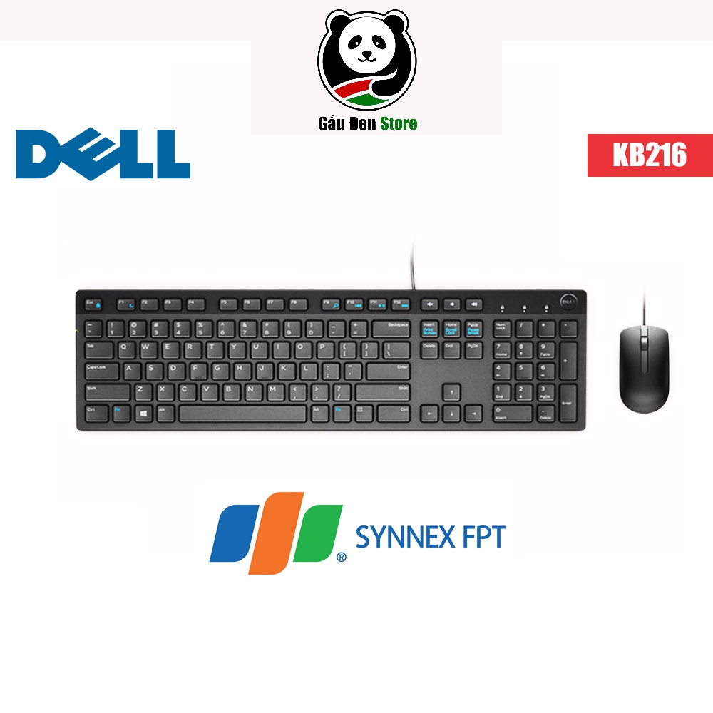 Bộ Phím Chuột Dell Có Dây KB216 + MS116 - Hàng Chính Hãng