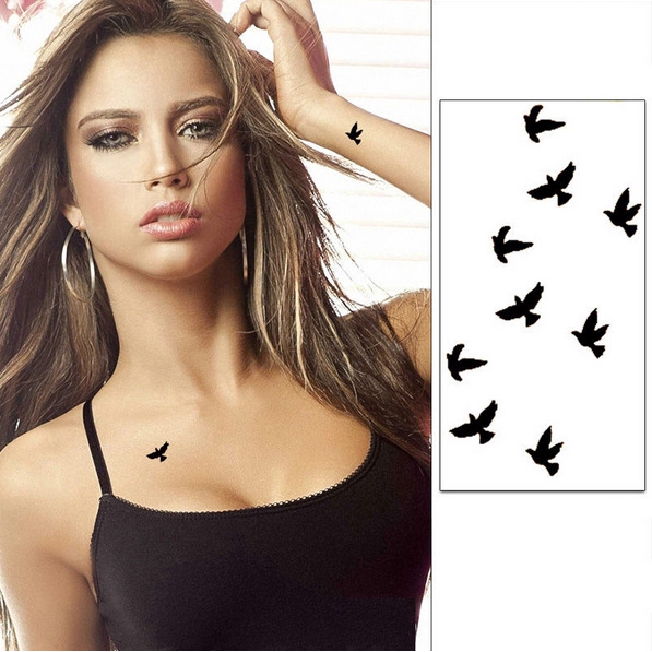 (Hàng Mới Về) Set 2 Hình Xăm Dán Tạm Thời Chống Thấm Nước Hình Chú Chim Phong Cách Hàn Quốc Quyến Rũ