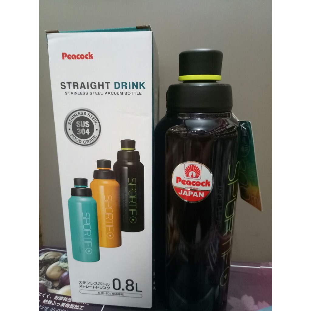 Peacock - siêu phẩm bình giữ nhiệt từ Nhật AJD-80-800ml - chất liệu inox SUS316 - Sportif Connexion