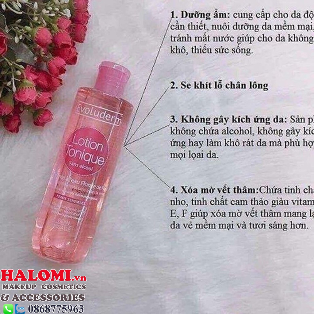 Nước hoa hồng Evoluderm giúp se khít lỗ chân lông dưỡng ẩm làm sạch da dành cho da khô và nhạy cảm 250ml