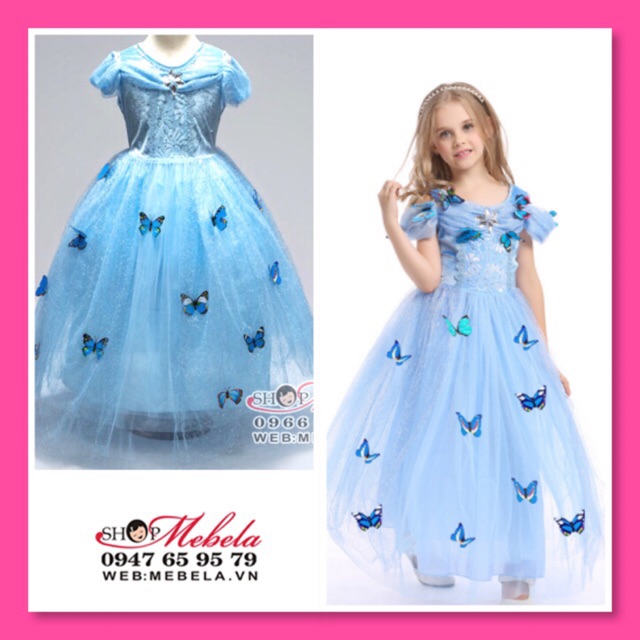 V777 Váy công chúa Lọ Lem Cinderella, có ảnh thật và clip, cho bé từ 15-35kg