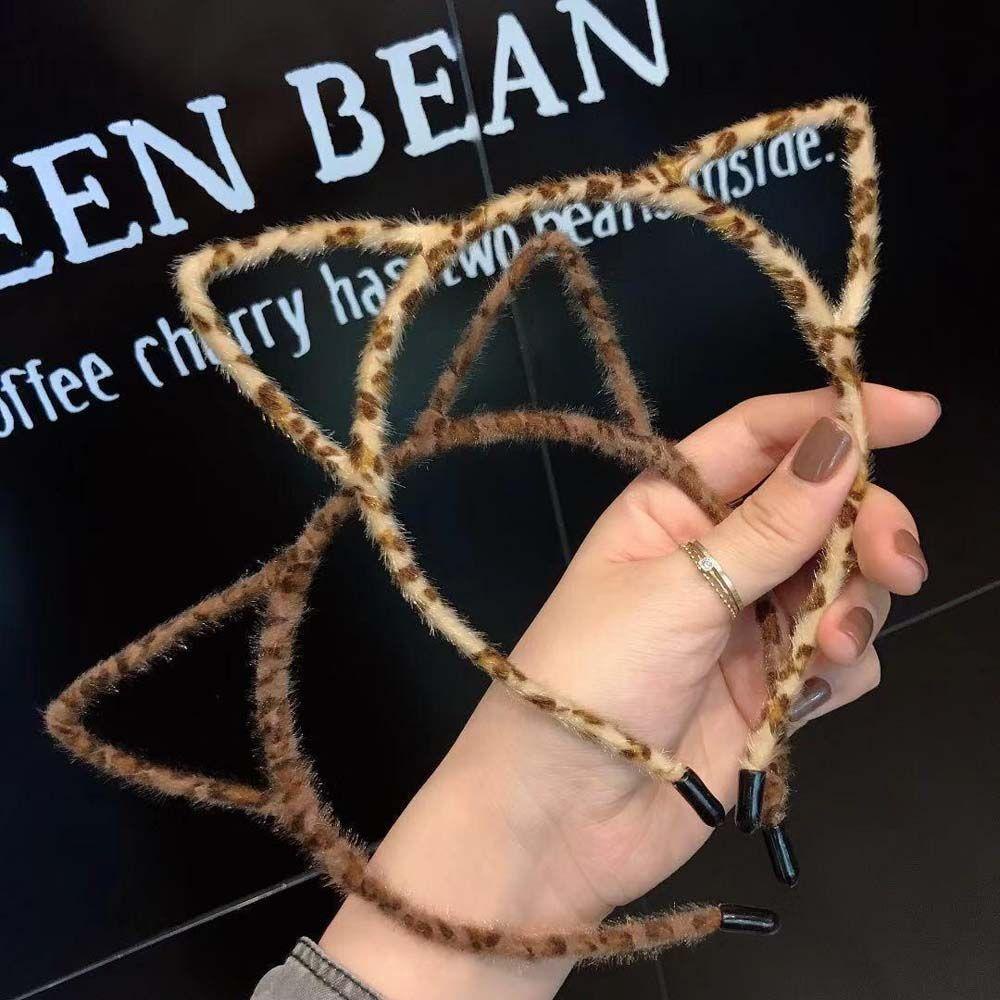 TWINKLE Băng Đô Tai Mèo Họa Tiết Da Báo Thời Trang