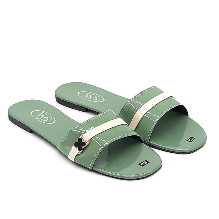 Dép lê bệt nữ quai ngang hoạ tiết logo khoá thời trang VYS TA6421 (Nhiều màu)