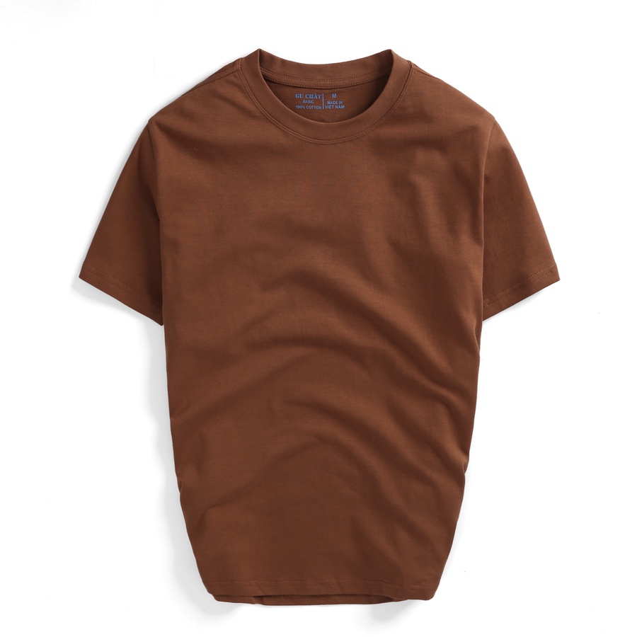 Áo Thun Nam Tay Ngắn Gu Chất Trơn Basic, Chất Thun Cotton Co Giãn 4 Chiều - GUTN07M