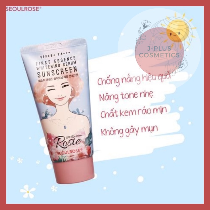 Kem Chống Nắng Seoul Rose Rosie First Essence Whitening Serum Sunscreen SPF45 PA+++