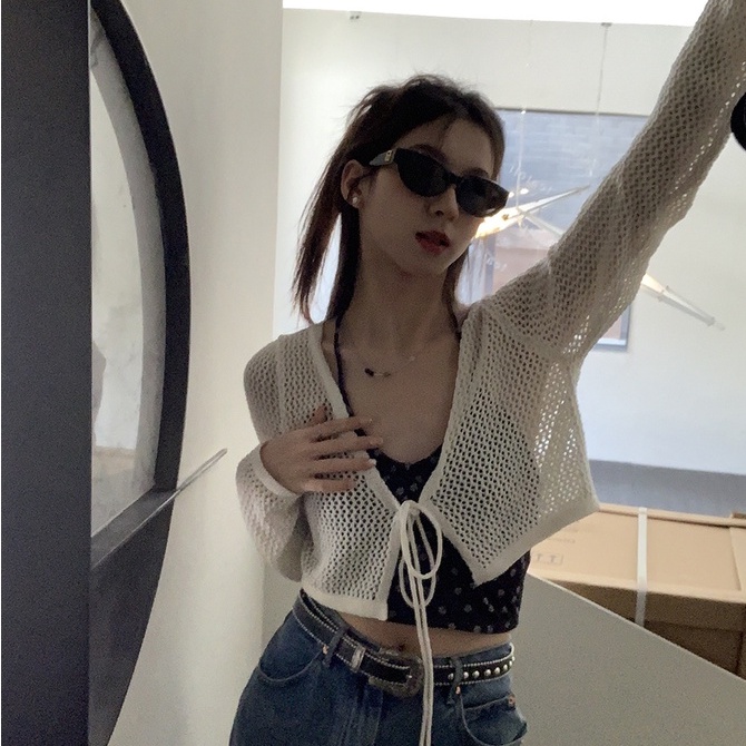 Áo khoác cardigan dệt kim ZHELIHANGFEI chống nắng dáng ngắn thời trang