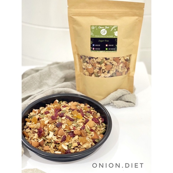 Ngũ Cốc Ăn Kiêng Nhiều Hạt - Không Đường Giảm Cân 250G Granola Onion.Diet