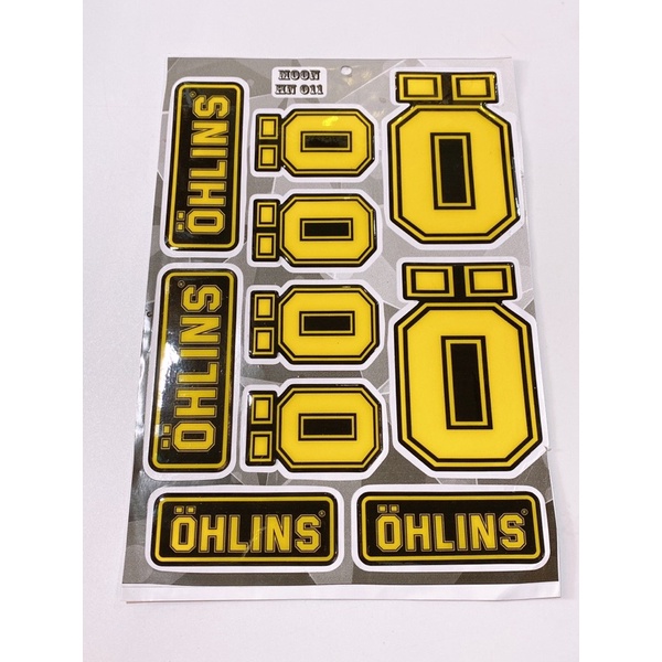 Decal tem nổi dán xe máy mẫu Ohlins vàng cao cấp dán xe máy, ô tô, mũ bảo hiểm chống thấm nước, chống bay màu
