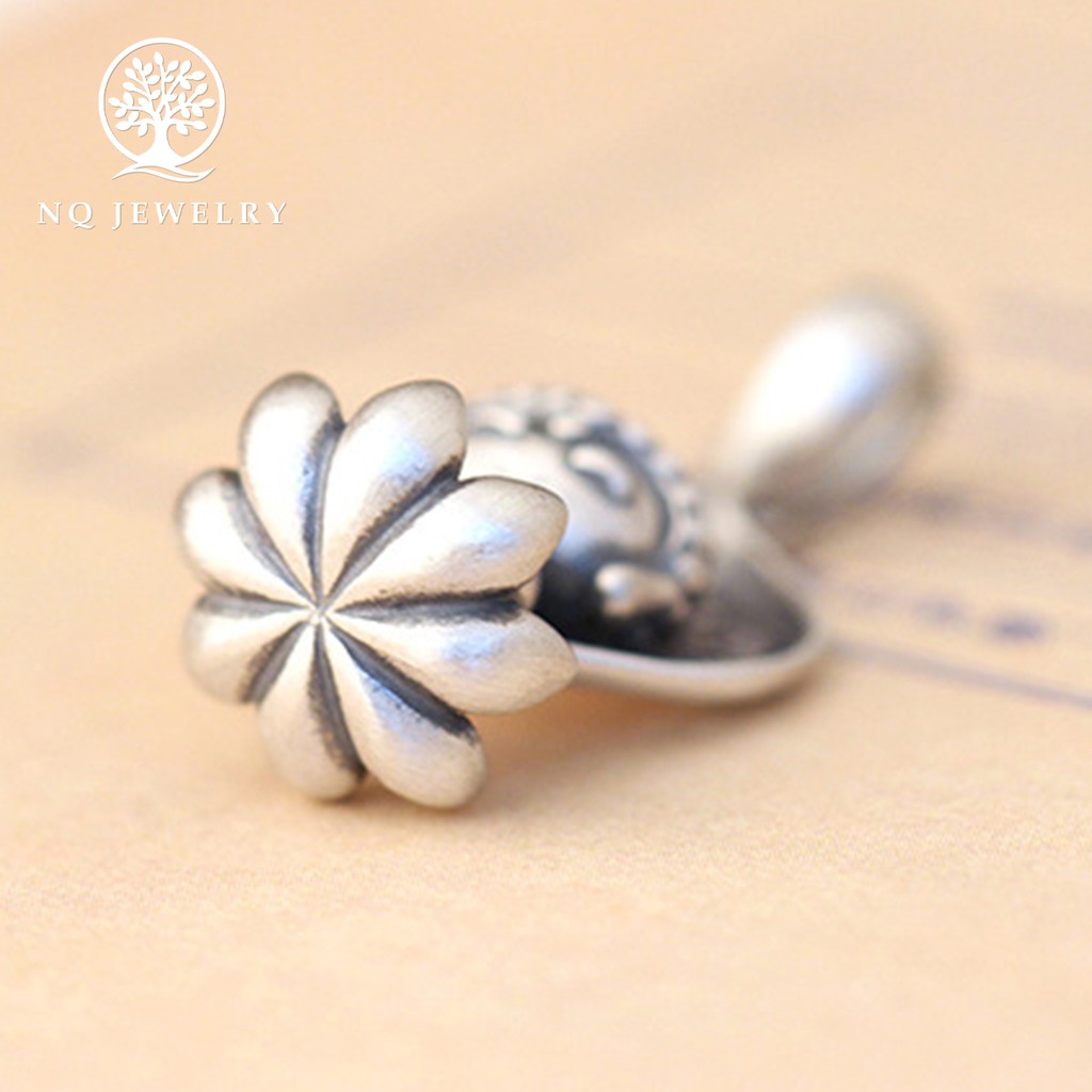 Charm bạc phật ngồi đài sen treo - Mặt dây chuyền bạc phật ngồi đài sen NQ Jewelry