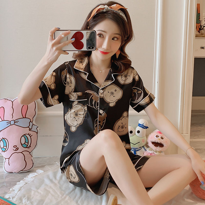 đồ mặc nhàđồ ngủCô phục vụ pijama quần áo ngắn gợi cảm. đôi đồ trang sức Hàn quốc. mảnh quần áo cỡ lớn.