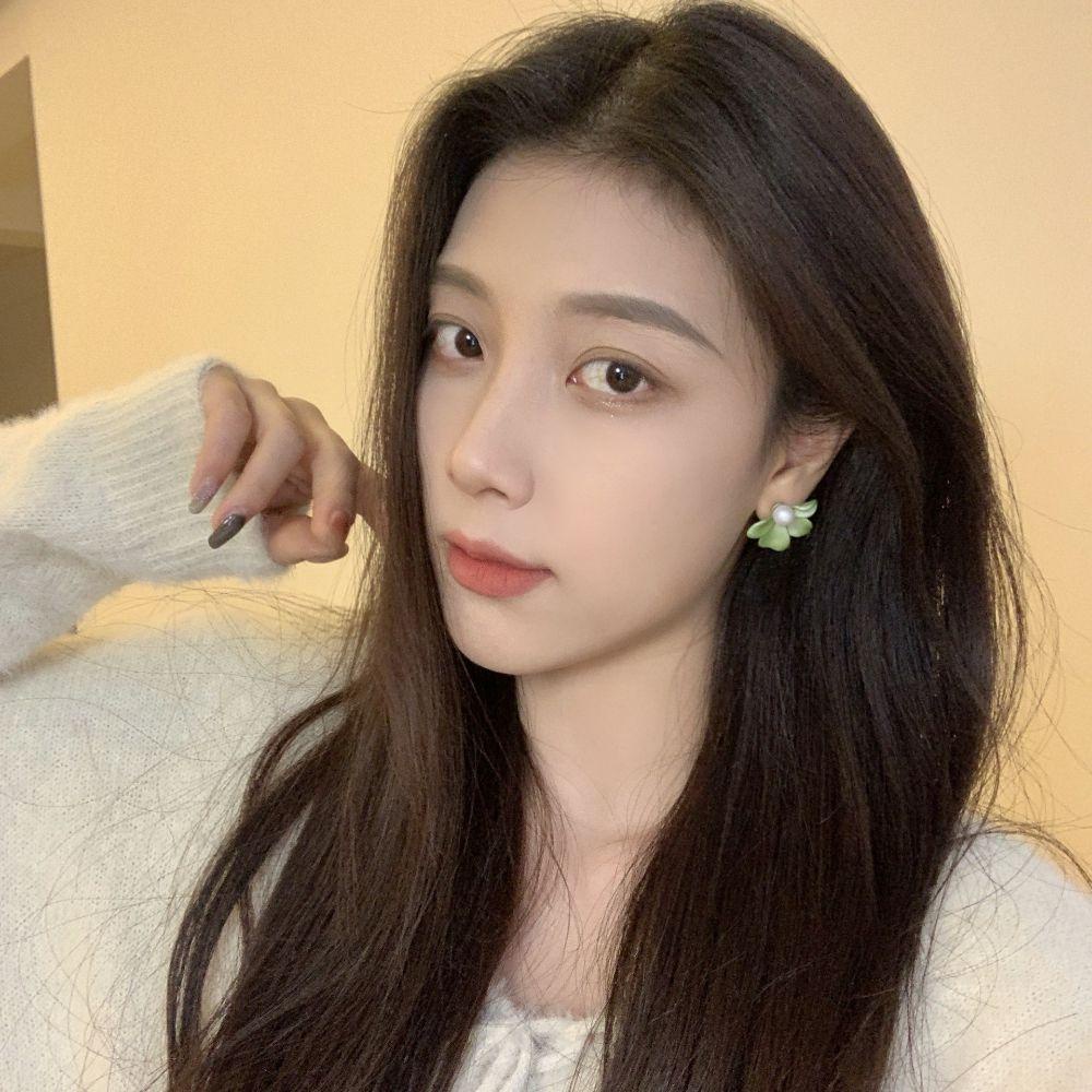 JARRED Bông Tai Hình Cánh Hoa Màu Trắng / Xanh Lá Sang Trọng Thời Trang Cho Nữ