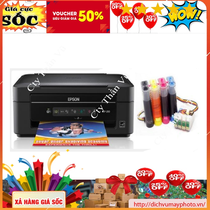Máy in phun màu Epson XP-200 hàng mới 100% đa năng in wifi Scan copy bảo hành NOVADO