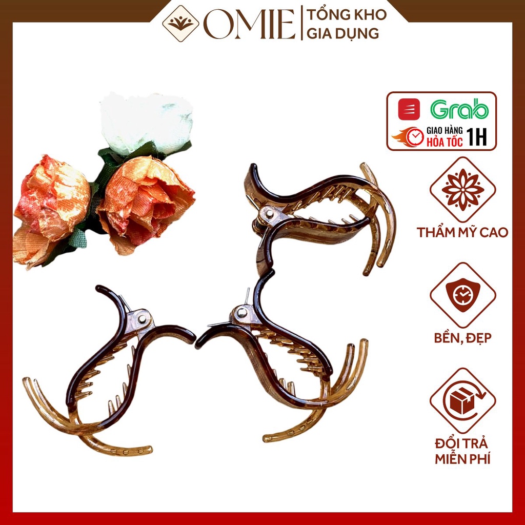 Kẹp tóc càng cua 5 răng 3 răng màu đen OMIE kẹp tóc càng cua Hàn Quốc nhiều màu tạo xoăn chống gãy