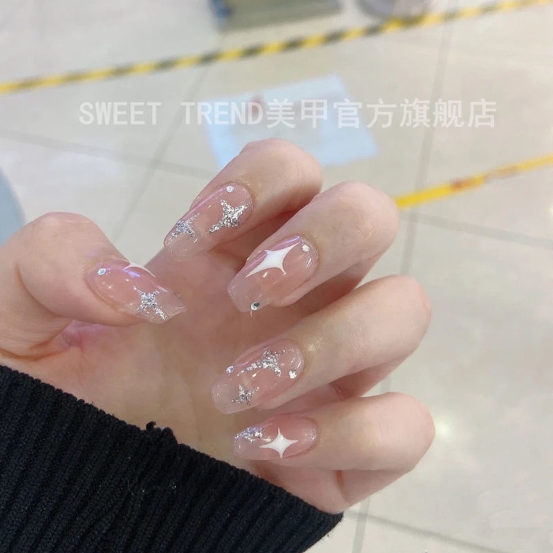 Miếng dán trang trí móng tay nghệ thuật STZPRONAIL kiểu dáng ánh sao trái tim phong cách Nhật Bản lấp lánh thời trang
