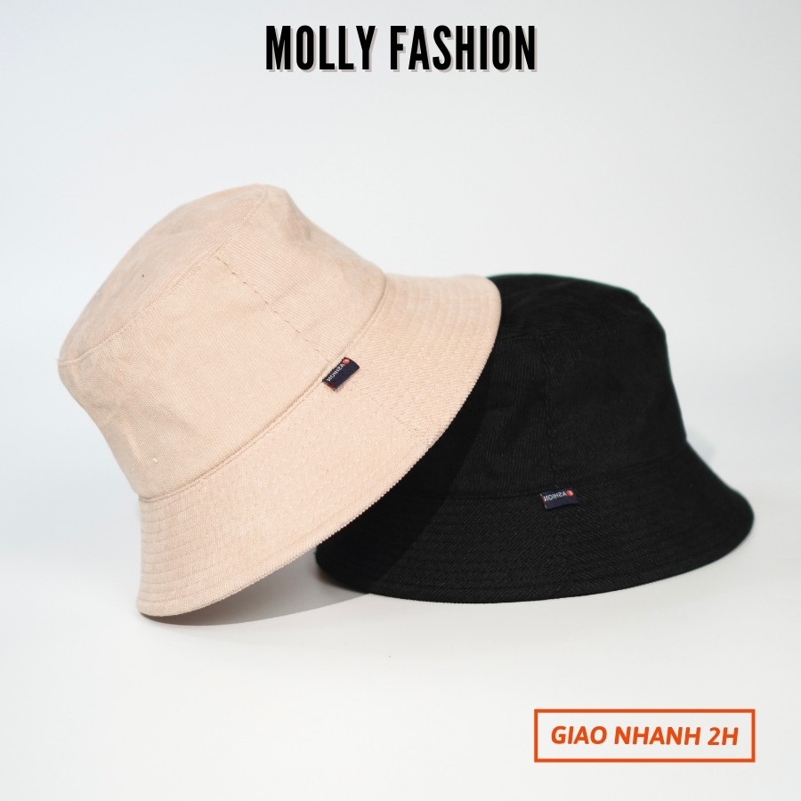 Mũ bucket trơn Unisex  Nón tai bèo vành tròn trơn nhung tăm cao cấp Ulzzang Molly Fashion – NB03