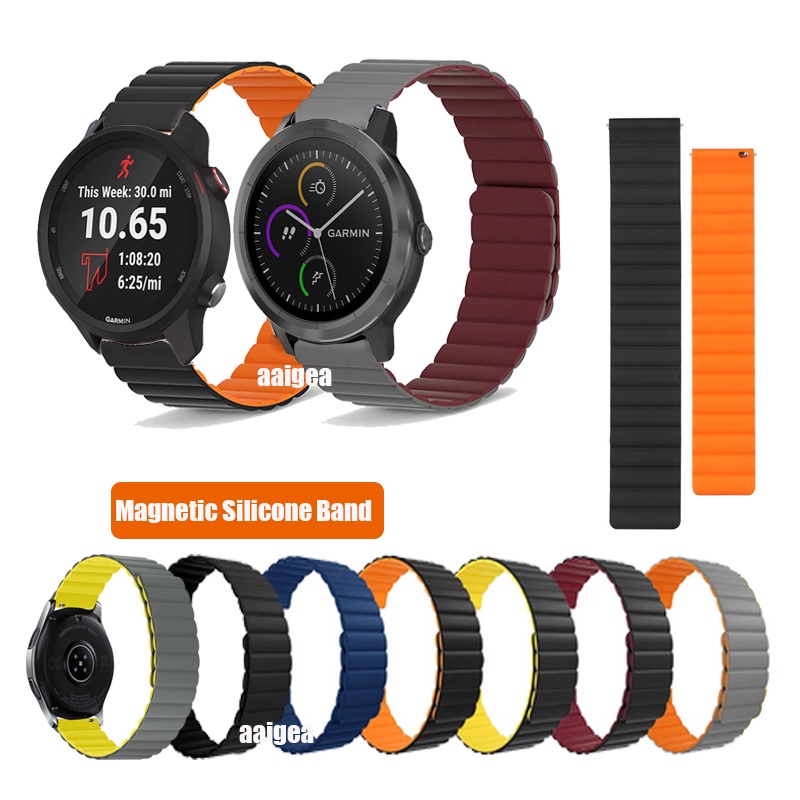 Dây Đeo Silicon Nam Châm 20mm Cho Garmin Forerunner 645 245 55 158/ Venu Sq Music/ Vivoactive 3