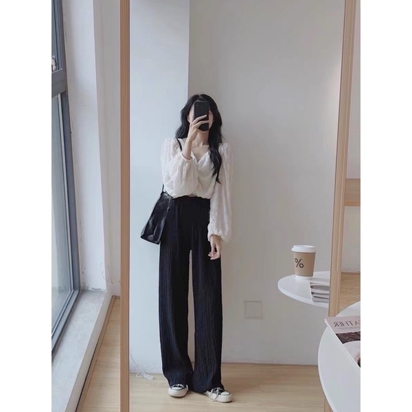 [Mã 252FASHIONSALE giảm 12% đơn 99K] [VIDEO Unbox] ÁO VOAN XỐP NHÚN TAY BO (ảnh thật)