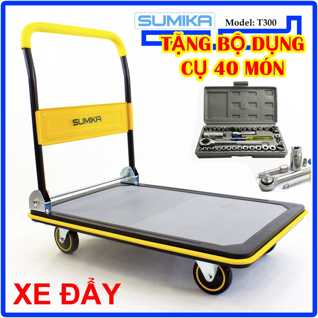 Xe Đẩy Hàng Tải Trọng 300kg Sumika T300 Sàn Xe Lớn Gấp Gọn - Xe Kéo Hàng Gấp Gọn - Xe Đẩy Hàng Tay