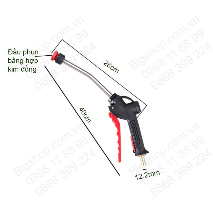 Súng phun bọt tuyết rửa xe siêu mịn, loại dài 40cm, đầu bec bằng đồng