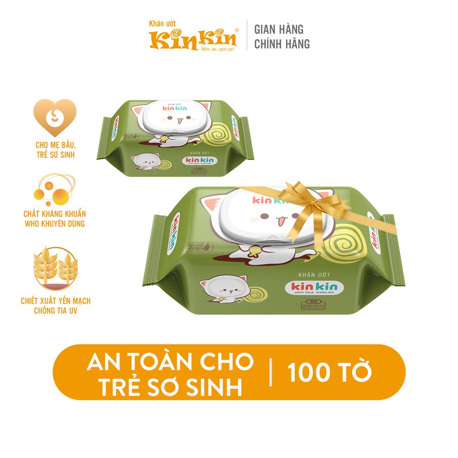 KHĂN ƯỚT KIN KIN 100 TỜ TINH CHẤT YẾN MẠCH