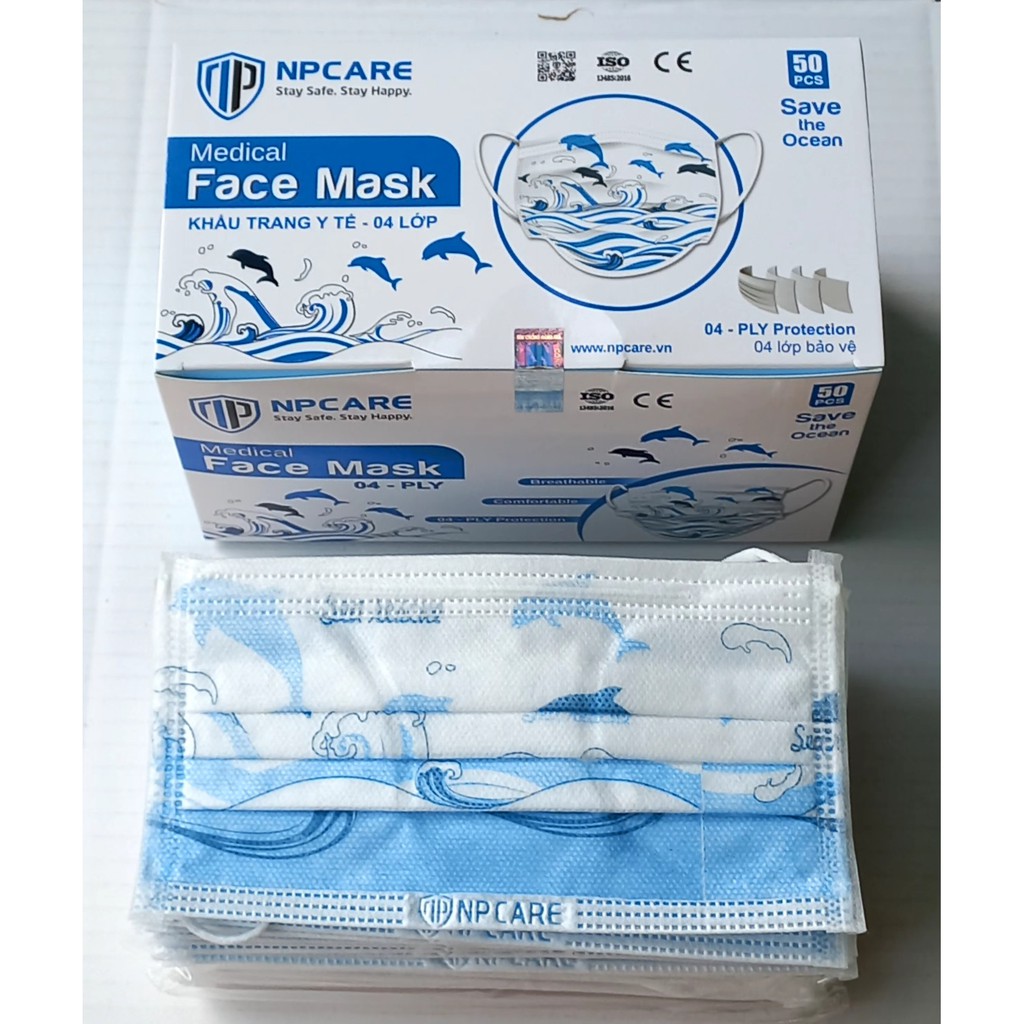 [họa tiết 4 lớp] Khẩu trang y tế 4 lớp cao cấp lọc khuẩn 95% NP Care face mask đạt tiêu chuẩn ISO 13485:2016 | BigBuy360 - bigbuy360.vn