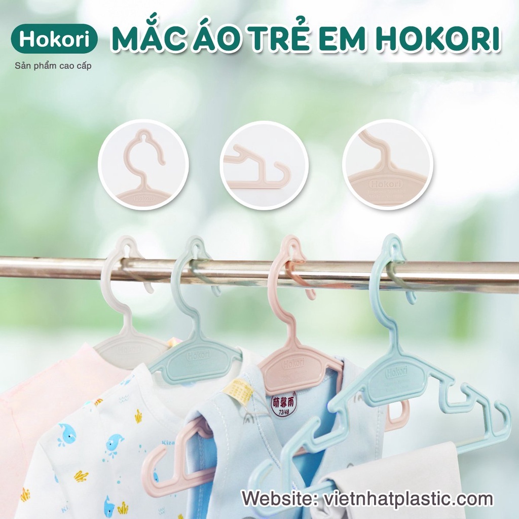 Set Móc quần áo trẻ em Hokori nhựa cao cấp Việt Nhật - mắc quần áo cho em bé, trẻ sơ sinh