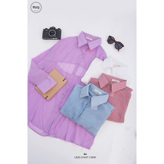 Áo sơ mi oversize trơn cutout lưng #301