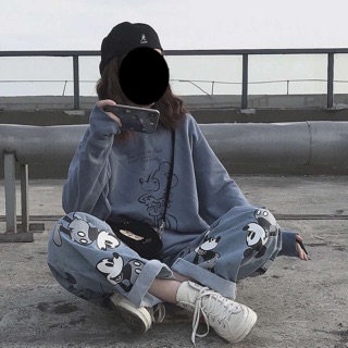 QUẦN BÒ MICKEY ỐNG RỘNG