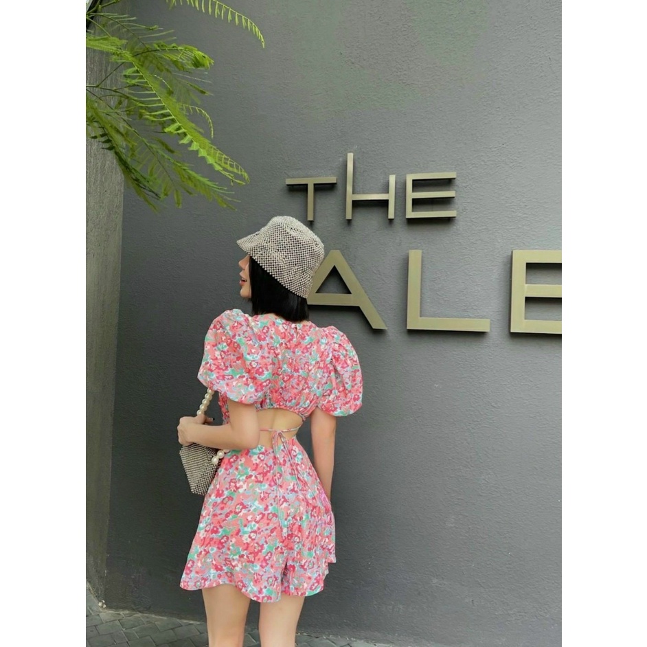 (Ảnh Thật) Playsuits khoét eo, hở lưng dáng tay phồng công chúa dáng quần short. Chất cotton mát. Hàng nhập Thái Lan.