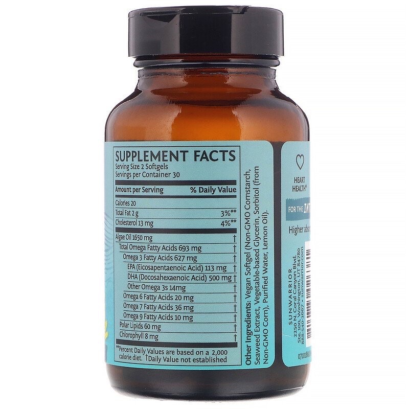 Viên uống bổ sung Omega 3 từ tảo, Omega 3 thực vật Sunwarrior, Sunwarrior vegan omega 3 DHA & EPA . Date 1024