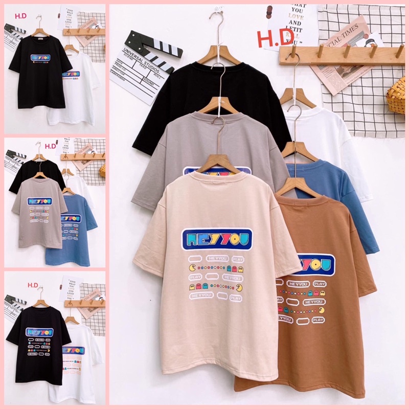 Áo thun Hey YouTay Lỡ Dáng Rộng Oversize Kute chất cotton mềm mịnPhong cách Thể thao