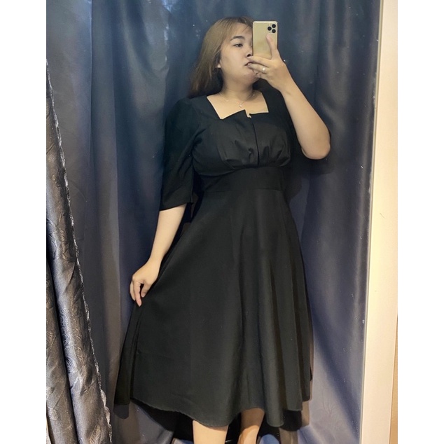 Đầm dự tiệc cổ vuông sang chãnh bigsize 50-90kg mẫu chụp thật 100%